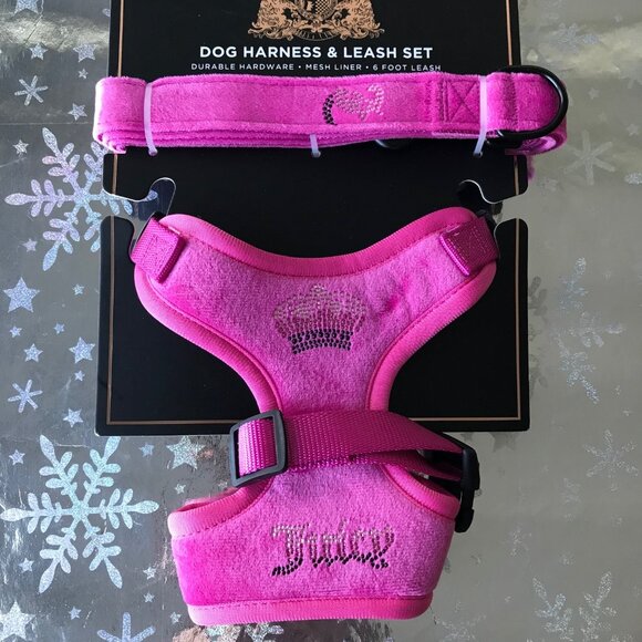 Juicy Couture Velour Pink Harness and Leash Set Mesh Liner Small - Picture 2 of 3